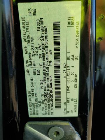 1FMCU0GD1KUA07895 - 2019 FORD ESCAPE SE Қара фото 13