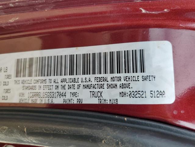 1C6RR6LG5GS317044 - 2016 RAM 1500 SLT BURGUNDY photo 12