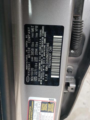 KMHLS4AG8MU095346 - 2021 HYUNDAI ELANTRA SEL GRAY photo 12