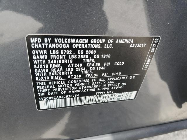 1V2CR2CA9JC525754 - 2018 VOLKSWAGEN ATLAS SE Grafit foto 14