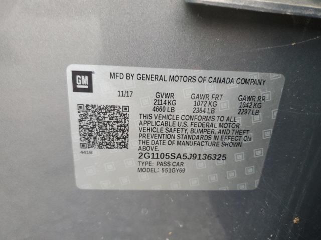 2G1105SA5J9136325 - 2018 CHEVROLET IMPALA LT SILVER photo 12