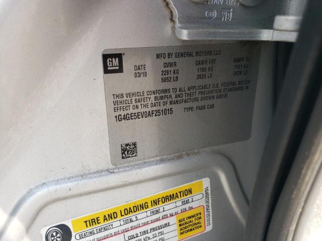 1G4GE5EV0AF251015 - 2010 BUICK LACROSSE CXS 银色 照片 12