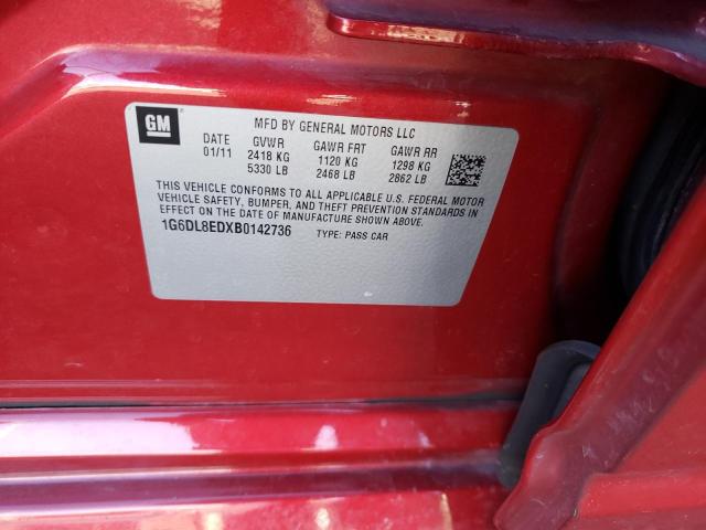 1G6DL8EDXB0142736 - 2011 CADILLAC CTS PERFORMANCE COLLECTION RED photo 13