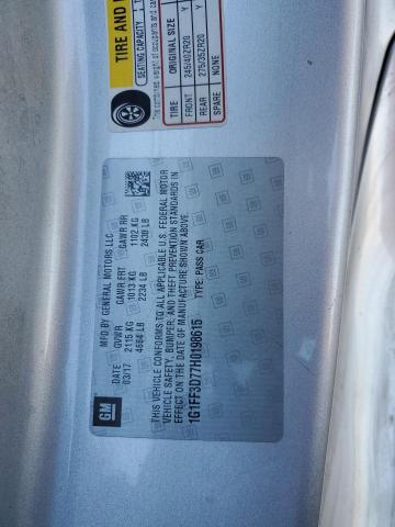 1G1FF3D77H0198615 - 2017 CHEVROLET CAMARO SS SILVER photo 13