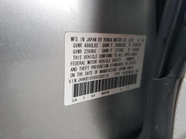 JH4KB16565C008118 - 2005 ACURA RL GRAY photo 12