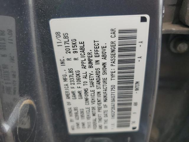 1HGCP26419A071750 - 2009 HONDA ACCORD LXP ნაცრისფერი ფოტო 12