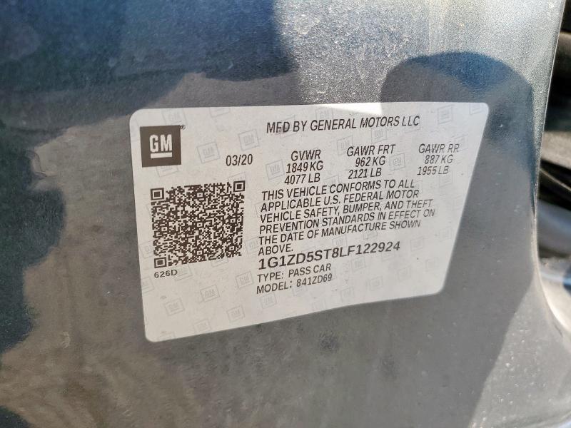 1G1ZD5ST8LF122924 - 2020 CHEVROLET MALIBU LT CHARCOAL photo 13