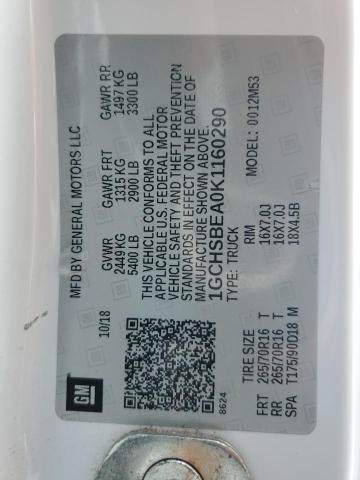 1GCHSBEA0K1160290 - 2019 CHEVROLET COLORADO Ağ foto 12