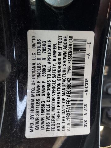 19XFA1F61AE066042 - 2010 HONDA CIVIC LX-S BLACK photo 12