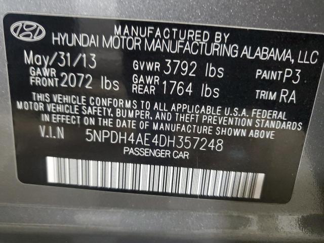 5NPDH4AE4DH357248 - 2013 HYUNDAI ELANTRA GLS GRAY photo 13