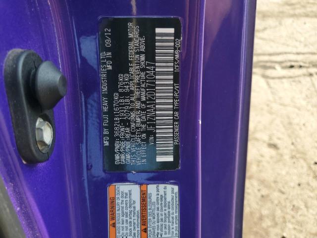 JF1ZNAA12D1710447 - 2013 TOYOTA SCION FR-S PURPLE photo 12