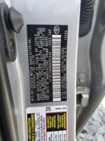 4T1B11HK9KU262446 - 2019 TOYOTA CAMRY L 银色 照片 12