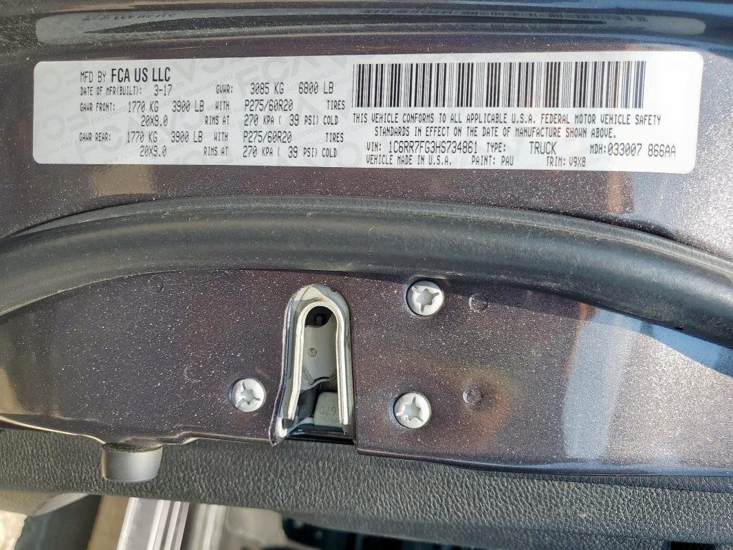 1C6RR7FG3HS734861 - 2017 RAM 1500 ST GRAY photo 12