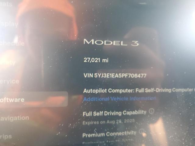 5YJ3E1EA5PF706477 - 2023 TESLA MODEL 3 فحمي صورة 9