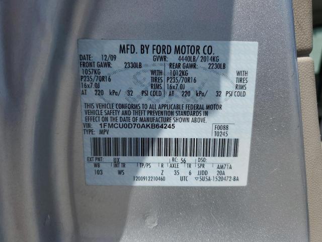 1FMCU0D70AKB64245 - 2010 FORD ESCAPE XLT SILVER photo 14