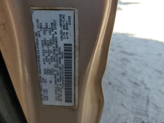 5TESN92N8YZ697615 - 2000 TOYOTA TACOMA XTRACAB PRERUNNER თაფლისფერი ფოტო 12