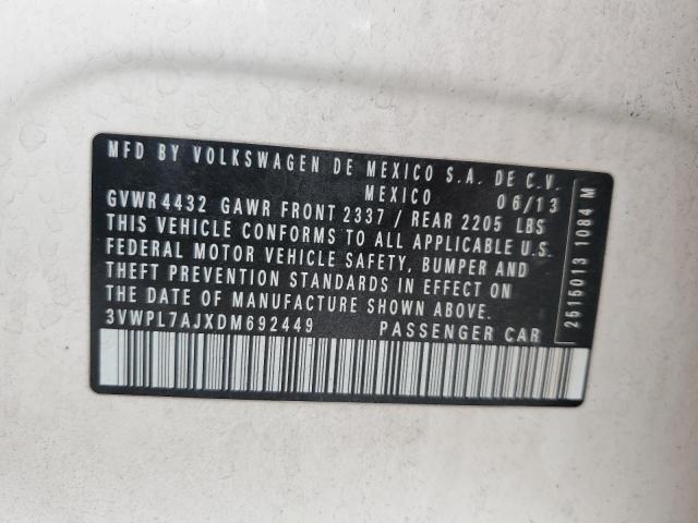 3VWPL7AJXDM692449 - 2013 VOLKSWAGEN JETTA TDI WHITE photo 12