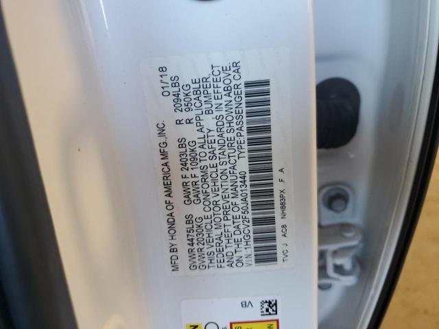 1HGCV2F50JA013440 - 2018 HONDA ACCORD EXL WHITE photo 13