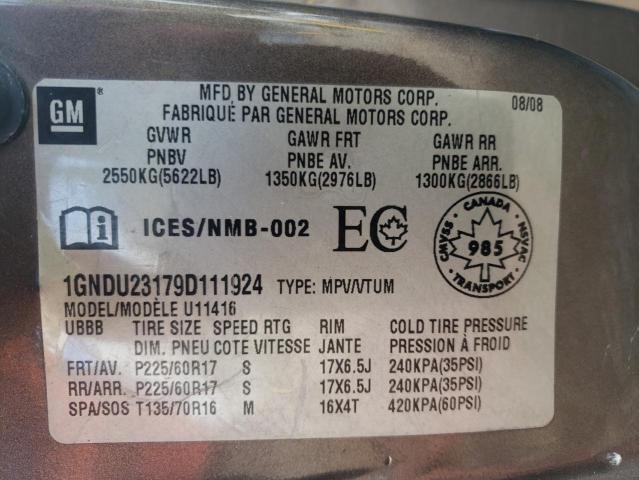 1GNDU23179D111924 - 2009 CHEVROLET UPLANDER LS 棕色 照片 13