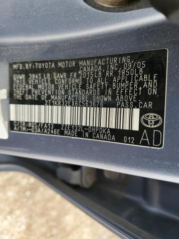 2T1KR32EX6C563676 - 2006 TOYOTA COROLLA MA XR BLUE photo 12