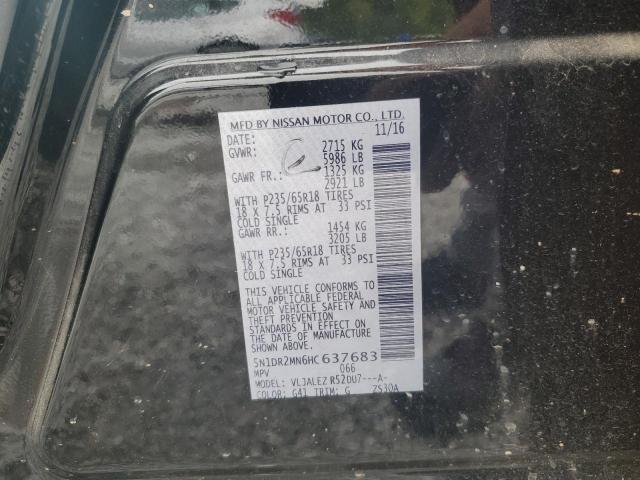 5N1DR2MN6HC637683 - 2017 NISSAN PATHFINDER S შავი ფოტო 13