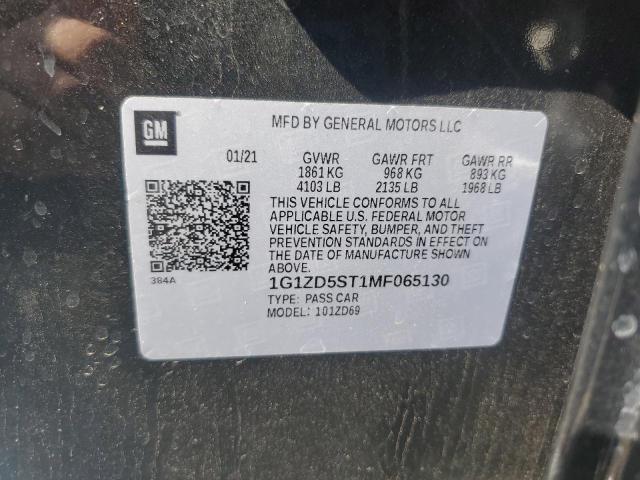 1G1ZD5ST1MF065130 - 2021 CHEVROLET MALIBU LT BLACK photo 12