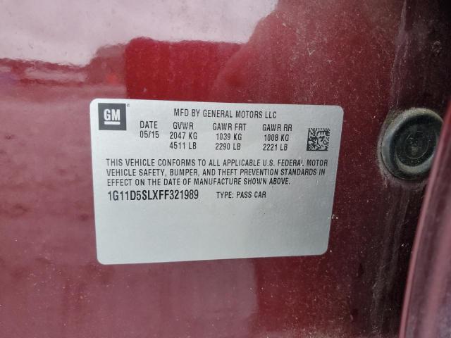 1G11D5SLXFF321989 - 2015 CHEVROLET MALIBU 2LT RED photo 14