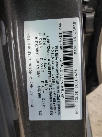 JM1BM1W73G1314897 - 2016 MAZDA 3 TOURING GRAY photo 12