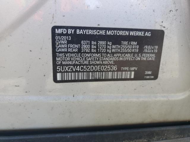 5UXZV4C52D0E02536 - 2013 BMW X5 XDRIVE35I GRAY photo 14