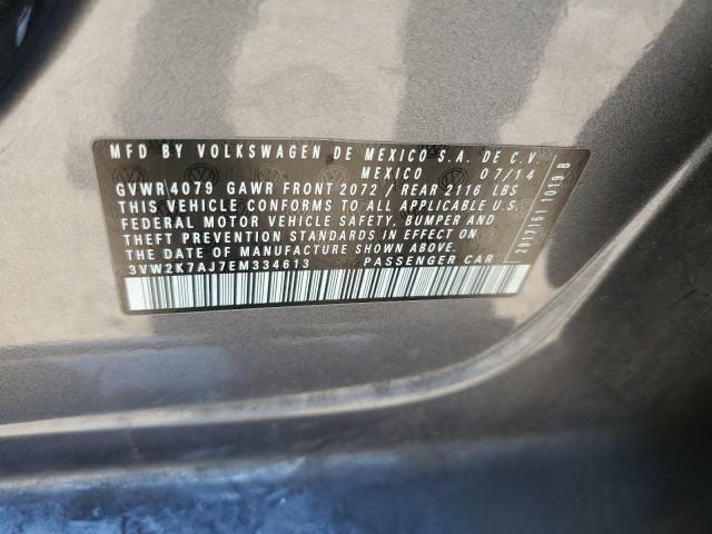 3VW2K7AJ7EM334613 - 2014 VOLKSWAGEN JETTA BASE GRAY photo 12