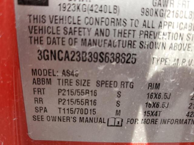 3GNCA23B39S638825 - 2009 CHEVROLET HHR LT RED photo 14