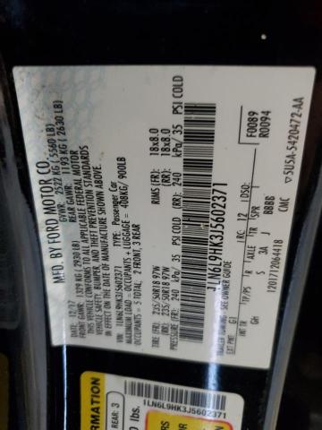 1LN6L9HK3J5602371 - 2018 LINCOLN CONTINENTA შავი ფოტო 12