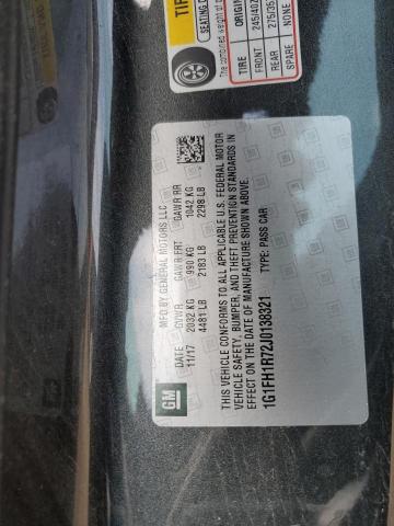 1G1FH1R72J0138321 - 2018 CHEVROLET CAMARO SS فحمي صورة 12