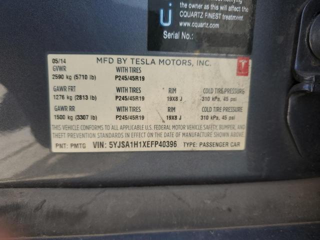 5YJSA1H1XEFP40396 - 2014 TESLA MODEL S رمادي صورة 12