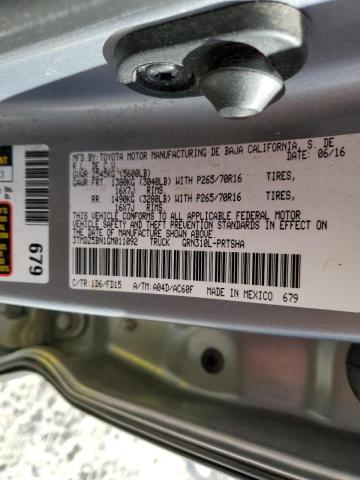 3TMDZ5BN1GM011092 - 2016 TOYOTA TACOMA DOUBLE CAB 银色 照片 12