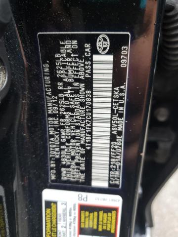 4T1BF1FK7CU170838 - 2012 TOYOTA CAMRY BASE BLACK photo 12