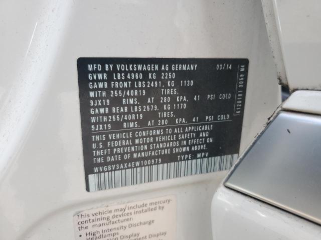 WVGBV3AX4EW100979 - 2014 VOLKSWAGEN TIGUAN S WHITE photo 13
