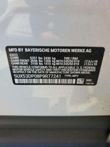 5UX53DP08P9R77241 - 2023 BMW X3 XDRIVE30I WHITE photo 13