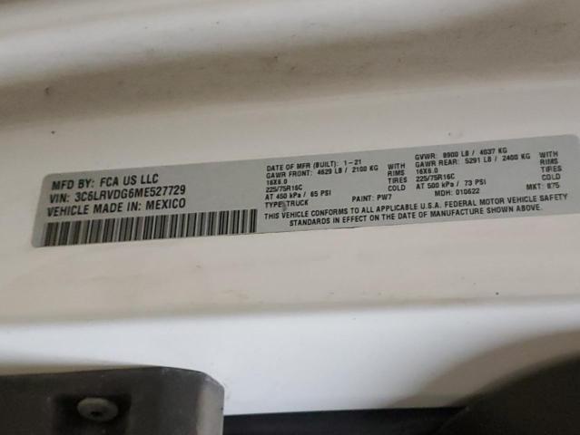 3C6LRVDG6ME527729 - 2021 RAM PROMASTER 2500 HIGH 白色 照片 14