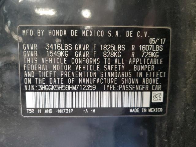 3HGGK5H59HM712359 - 2017 HONDA FIT LX BLACK photo 12