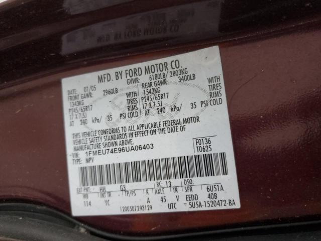 1FMEU74E96UA06403 - 2006 FORD EXPLORER EDDIE BAUER MAROON photo 13