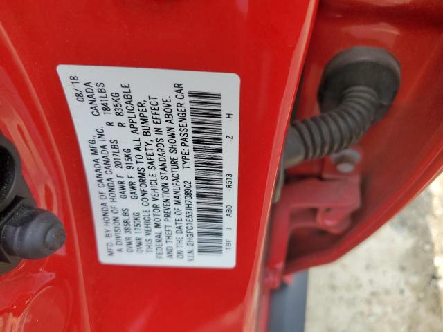 2HGFC1E53JH708902 - 2018 HONDA CIVIC SI RED photo 13