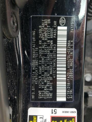 4T1C11AK9LU875943 - 2020 TOYOTA CAMRY LE BLACK photo 12