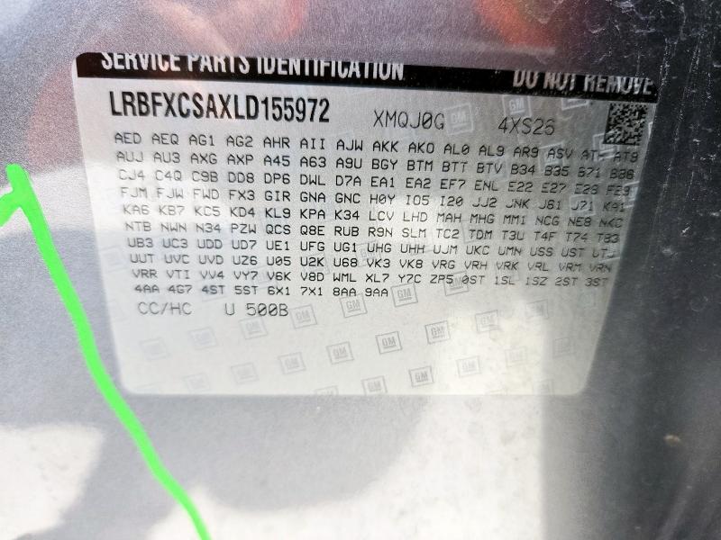 LRBFXCSAXLD155972 - 2020 BUICK ENVISION ESSENCE Արծաթագույն լուսանկար 13