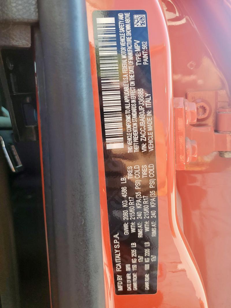 ZACCJBAB0JPJ36885 - 2018 JEEP RENEGADE SPORT برتقالي صورة 13