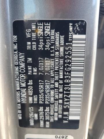 5XYZT3LB3FG292551 - 2015 HYUNDAI SANTA FE S CHARCOAL photo 13