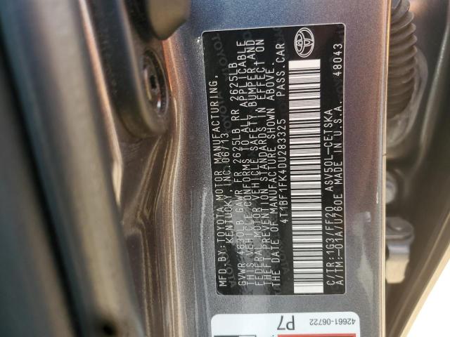 4T1BF1FK4DU283325 - 2013 TOYOTA CAMRY L GRAY photo 13