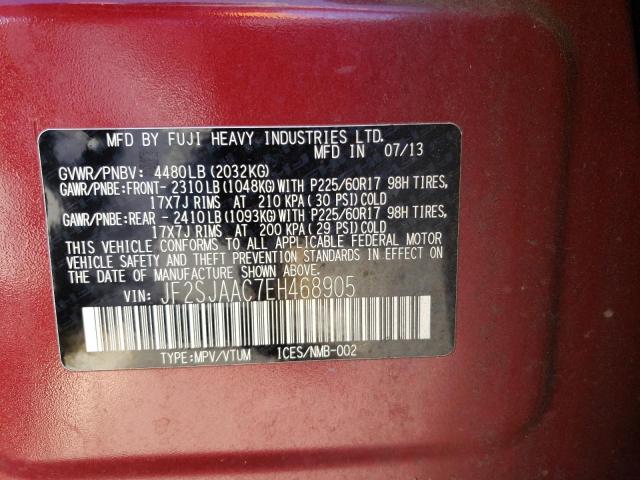 JF2SJAAC7EH468905 - 2014 SUBARU FORESTER 2.5I RED photo 13