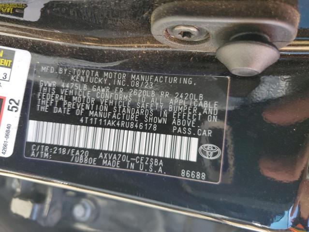 4T1T11AK4RU846178 - 2024 TOYOTA CAMRY SE NIGHT SHADE BLACK photo 12