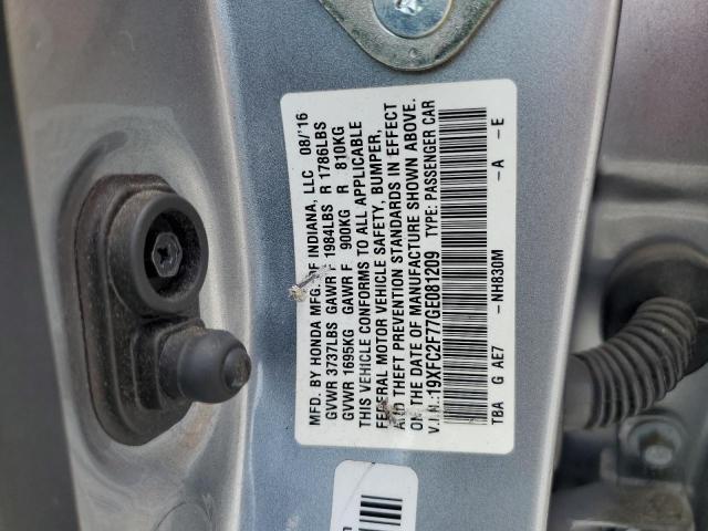 19XFC2F77GE081209 - 2016 HONDA CIVIC EX SILVER photo 12
